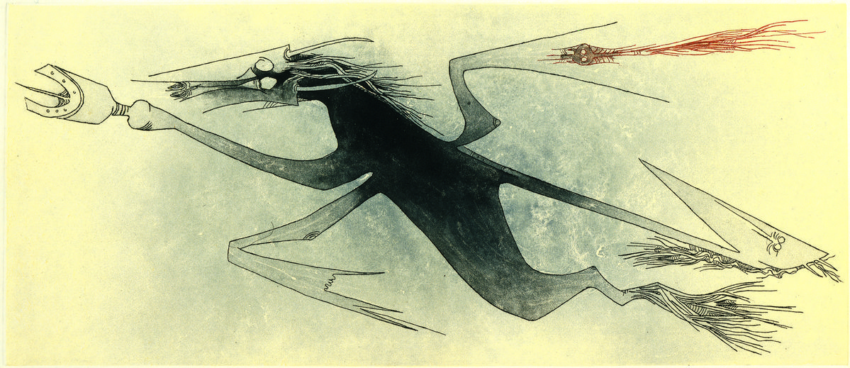 위프레도 람(b. 1902),〈아포스트로프 아포칼립스(Apostroph’Apocalypse) Plate XIV〉, 일본 종이에 동판화, edition of 25, 60 x 90 cm, 1966