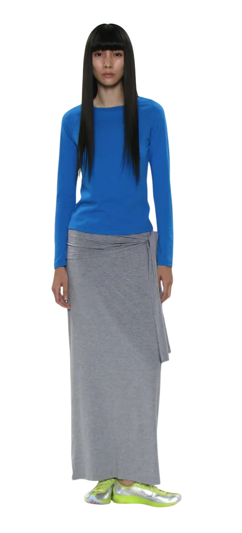 PWC BOW-TIE WAIST JERSEY MAXI SKIRT