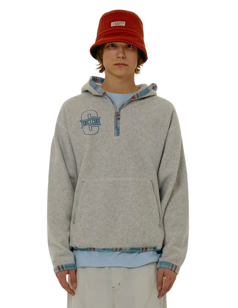 Dizzy Fleece Half Zip-Up Hoodie Melange Gray