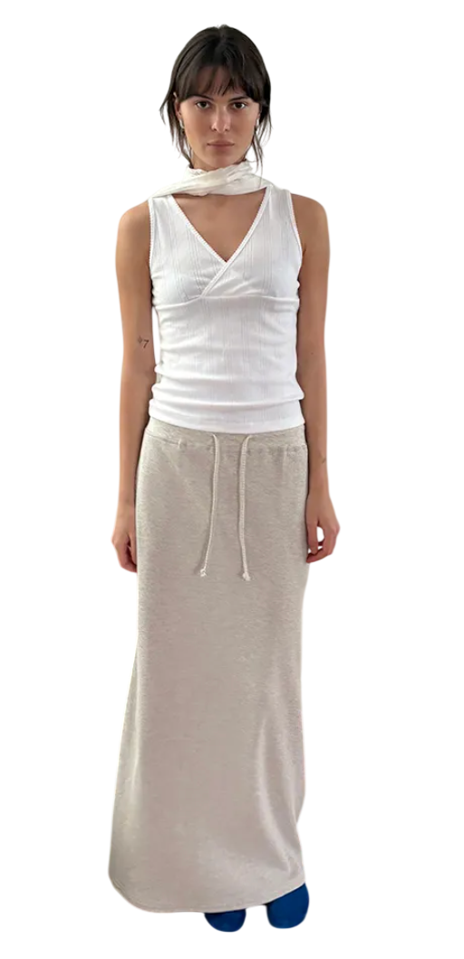 Waffle Relaxed Long Skirt_Oatmeal