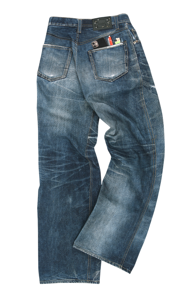 UNISEX TROMPE LOEIL PRINTED DENIM PANTS apa741u