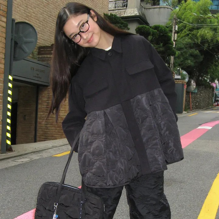 RIBBON QUILTED FRILL FIELD JACKET