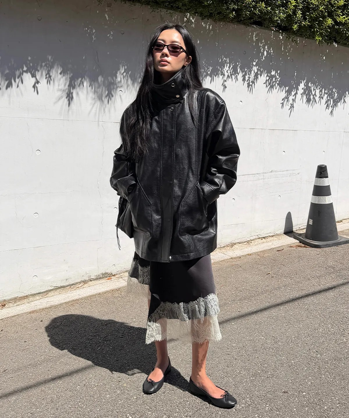 OVERSIZED HIGH-NECK LEATHER JACKET