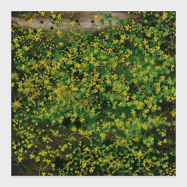 Calvin Marcus, <Untitled Grass Painting>, 2022, Oil and emulsified gesso on linen/canvas blend, 60x60x1 1/8inches(152.4x152.4x2.9cm). Copyright The Artist. Courtesy of the Artist and David Kordansky Gallery