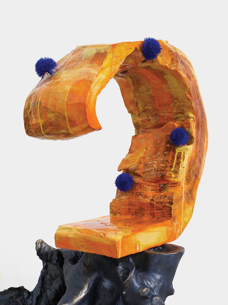 Guan Xiao, <Nyx in 2023>, 2023, Brass, acrylic color, plastic flowers. Courtesy to Guan xiao and Antenna Space