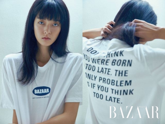 앞면에는  로고를, 뒷면에는 슬로건을 더한 쿨한 디자인의 티셔츠는 Low Classic 제품.