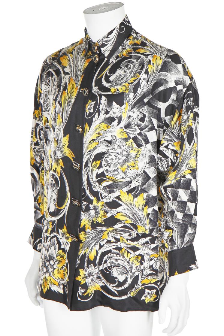 Gianni Versace mens printed silk shirt circa 1992
