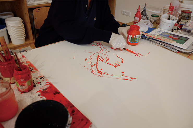 게오르그 바젤리츠와 그의 스튜디오, 2021 . Photo: © Elke Baselitz 2021 Courtesy Thaddaeus Ropac gallery | London•Paris•Salzburg•Seoul