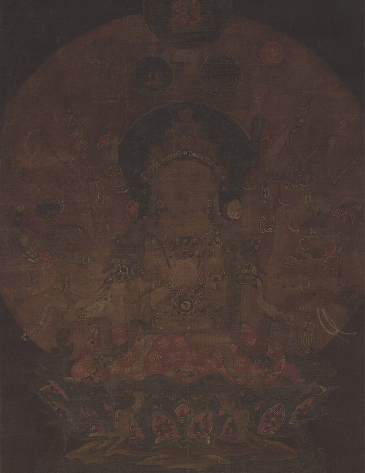<천수관음보살도>, 고려 14세기, 비단에 색, 93.8x51.2cm.
