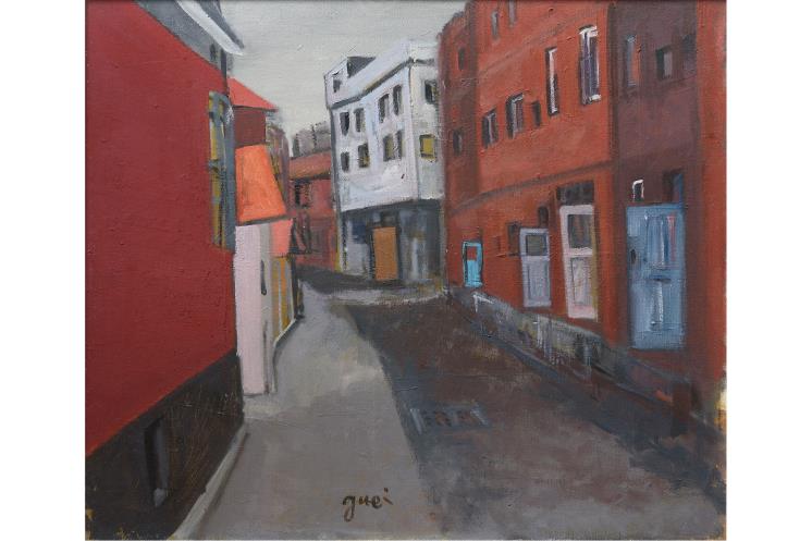 원계홍, 홍은동 유진상가 뒷골목, 1979년, 캔버스에유채, 46x53cm ⓒ원계홍기념사업회, 사진/안태연