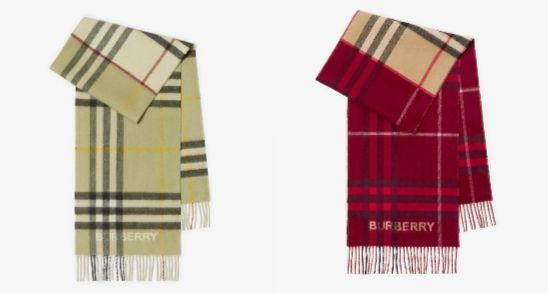 BURBERRY 컨트라스트 체크 캐시미어 스카프 93만원