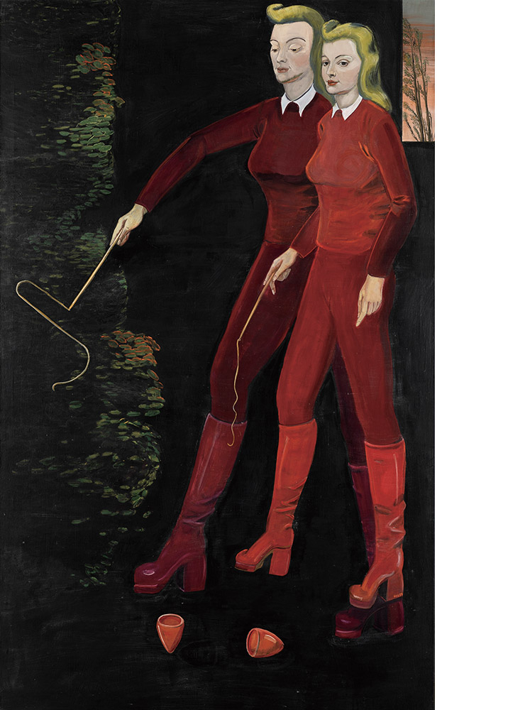 Rosa Loy, <팽이(Kreisel)>, Casein on canvas, 190x110cm, 1999.