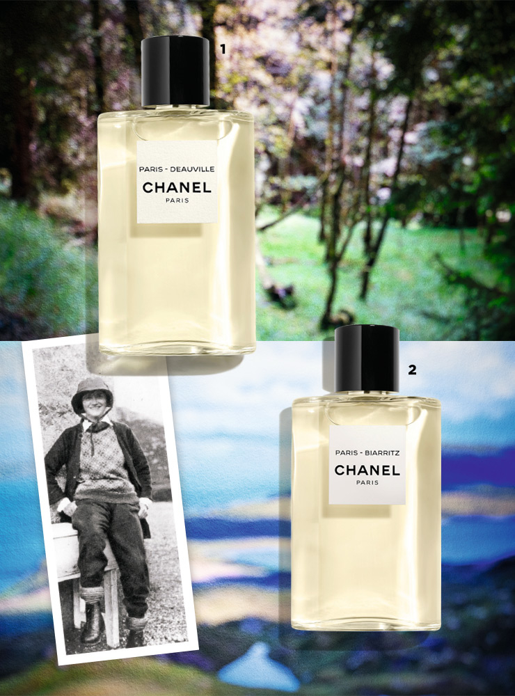 1 파리-도빌 오렌지 껍질과 페티그레인, 아로마틱 바질 잎에 로즈 에센스와 재스민, 빈티지 시프트 향으로 우아하게 마무리했다. 2 파리-비아리츠 그레이프 프루츠와 만다린 톱 노트에 은방울꽃과 화이트 머스크를 더해 신선한 느낌을 낸다. 