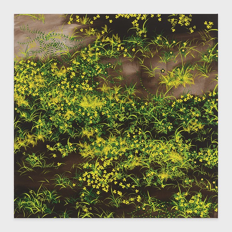 Calvin Marcus, <Untitled Grass Painting>, 2022, Oil and emulsified gesso on linen/canvas blend, 60x60x1 1/8inches(152.4x152.4x2.9cm). Copyright The Artist. Courtesy of the Artist and David Kordansky Gallery