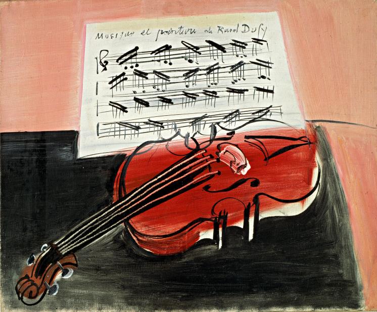 Le violon rouge, [vers 1948], Huile sur toile, Legs de Mme Raoul Dufy en 1963, ⓒCentre Pompidou, Paris, Musee national d'art moderne