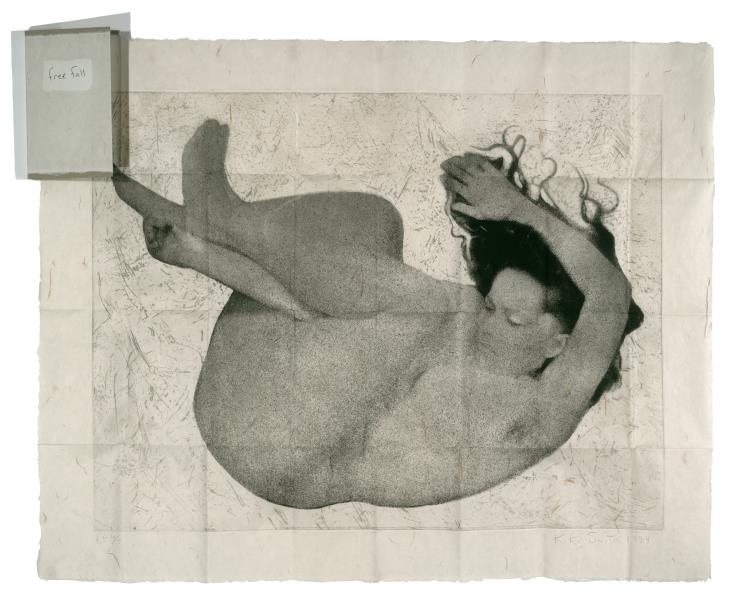 자유낙하, 1994, 에치젠 고조 기즈키 종이에 요판 인쇄, 포토그라비어, 에칭, 드라이포인트, 84.5 x 106.7cm. 작가 및 유니버설 리미티드 아트 에디션 제공