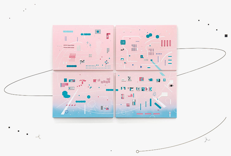 <Sweet Section>, 2020, 종이 배접 패널에 종이, 목공용 접착제, 아크릴, 60x80cm(each).