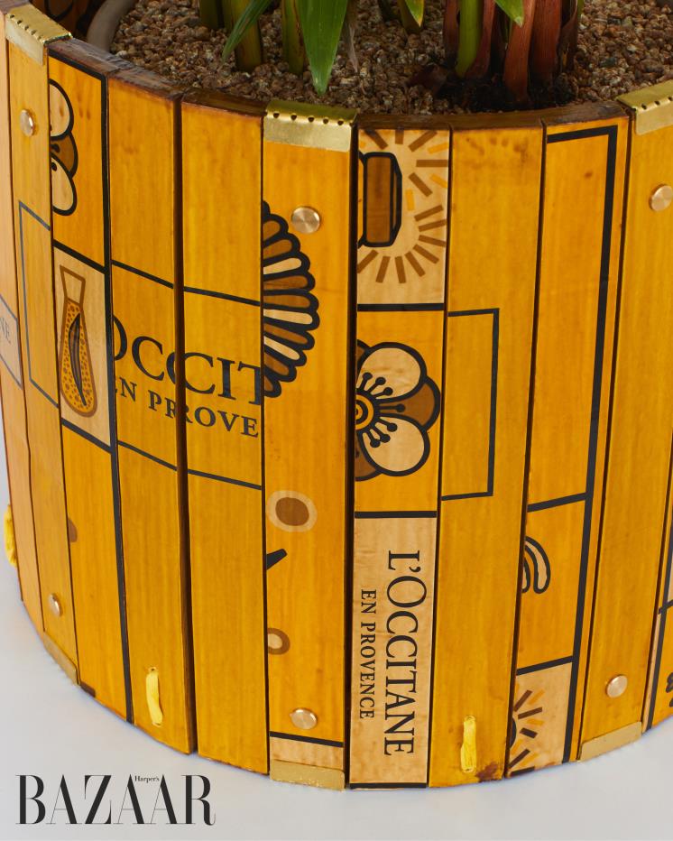 쇼핑백 손잡이 끈은 화분의 장식으로 사용했다.