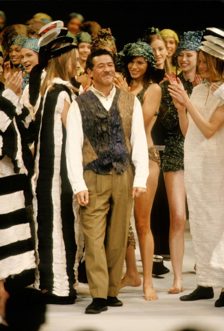 PARIS - CIRCA 1993: Designer Issey Miyakei during Paris Fashion Week circa 1993 in Paris. (Photo by PL Gould/Images/Getty Images)