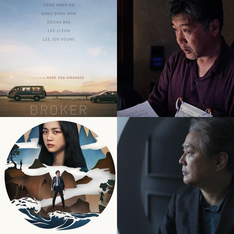 영화 <브로커>·<헤어질 결심> 포스터와 고레에다 히로카즈·박찬욱 감독 / CJ ENM