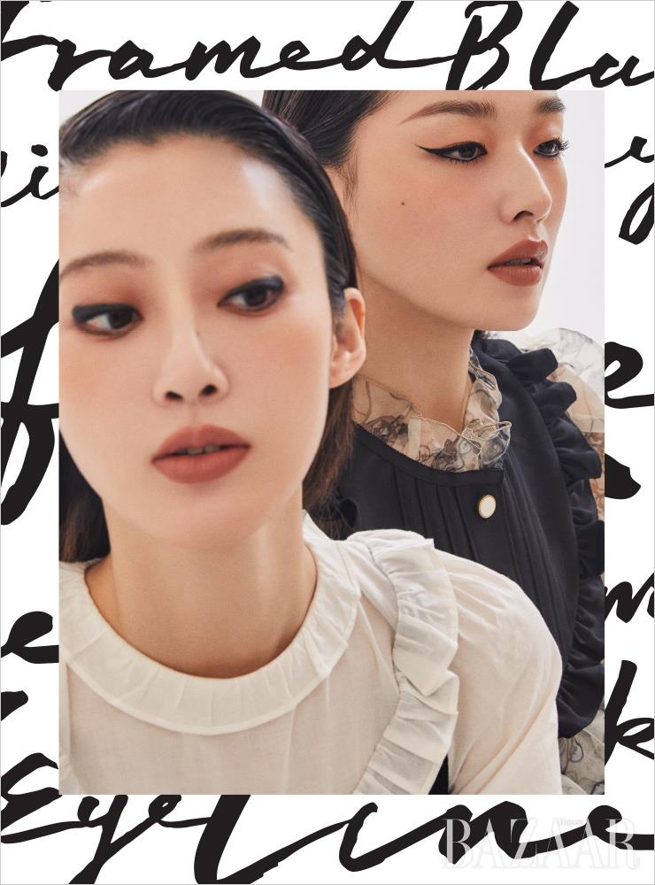 (왼쪽부터) 마리가 입은 벨벳 드레스는 & Other Stories. 아라가 입은 시스루 드레스는 Dew E Dew E.