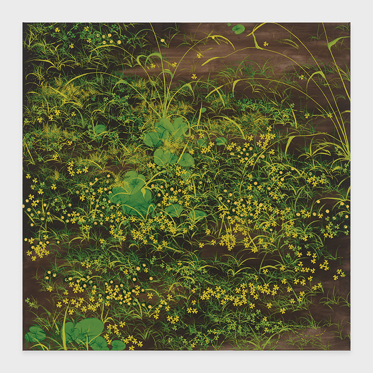 Calvin Marcus, <Untitled Grass Painting>, 2022, Oil and emulsified gesso on linen/canvas blend, 60x60x1 1/8inches(152.4x152.4x2.9cm). Copyright The Artist. Courtesy of the Artist and David Kordansky Gallery