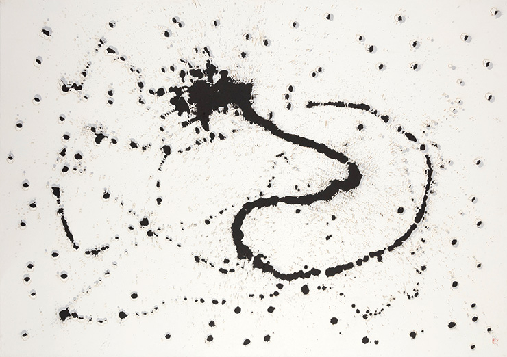 <Phasing>, 2019, Mixed media on mulberry Hanji paper, 148x208cm. 