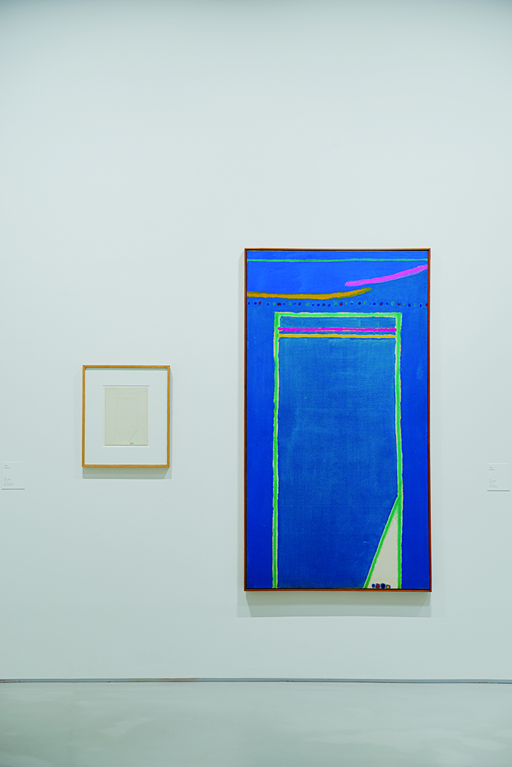 <무제>, 1970, 종이에 색연필, 30x21.5cm, 개인 소장. © Whanki Foundation·Whanki Museum <무제>, 1970, 캔버스에 유채, 180x98cm, 개인 소장. © Whanki Foundation·Whanki Museum