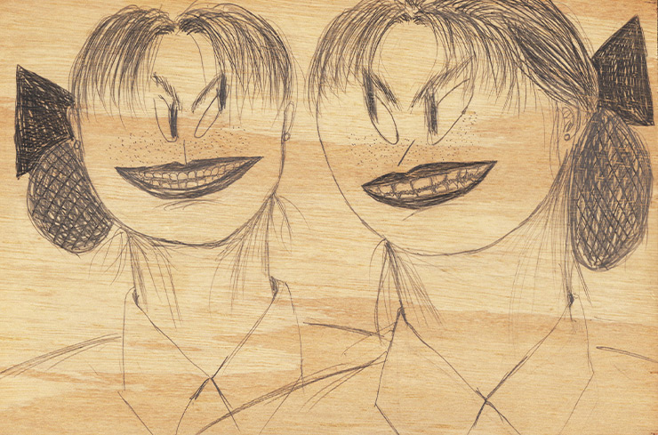 <Workers>, 20x16cm, 목판에 연필, 2020.