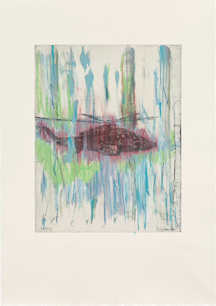 <Rainy Eagle>, 2020, Oil, oil crayon on etching, 54x38cm.