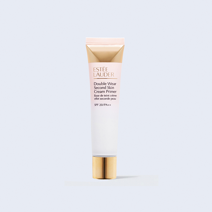 Estēe Lauder 더블웨어 세컨 스킨 크림 프라이머 SPF20/ PA++ 핑크 펄이 자연스럽게 반짝이는 피부를 완성한다. 8만4천원.