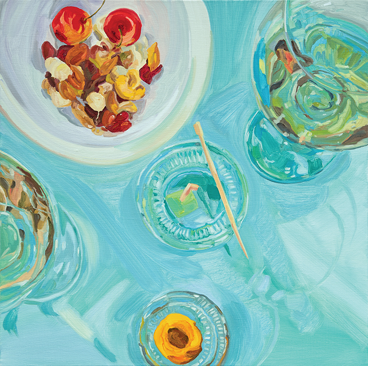 <화이트 와인과 단짝 친구들>, 2021, Oil on canvas, 53.0x53.0cm. Courtesy of the artist