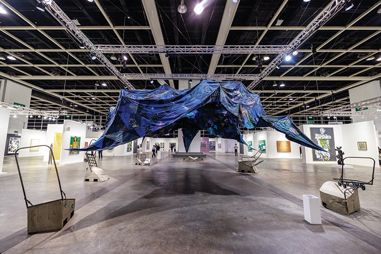 Jaffa Lam, <Trolley Party>, Recycled fabrics and Industrial trollies, 2023. Courtesy of the artist and Axel Vervoordt Gallery