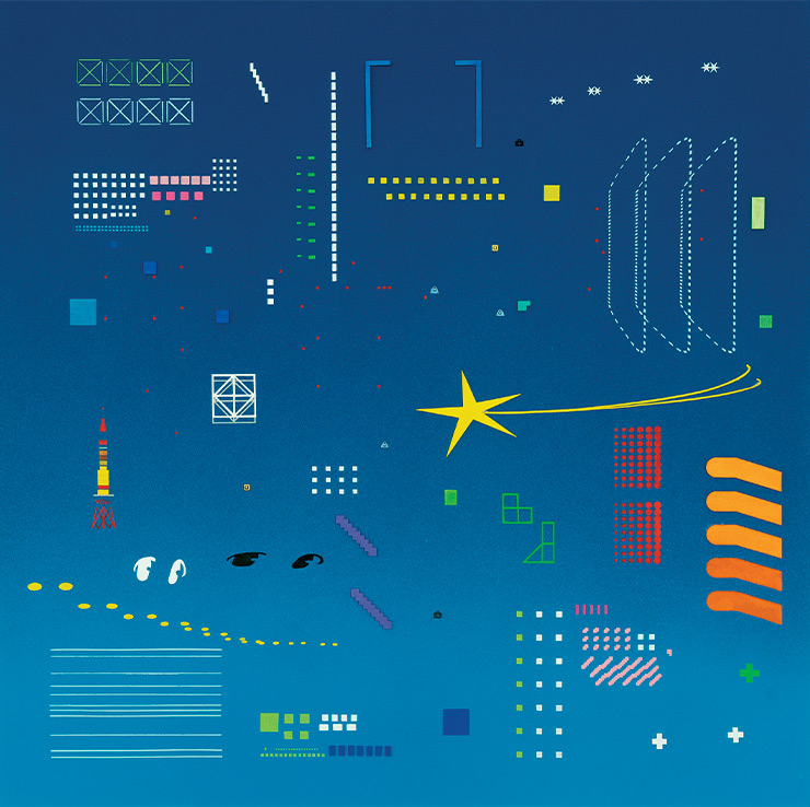 <Night_Tokyo.02>, 2020, 종이 배접 패널에 종이 블록, 아크릴, 50x50cm.