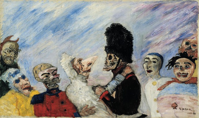 ames Ensor, ‘Skelet Arresteert Maskers’, 1891, Oli on canvas, Private Collection