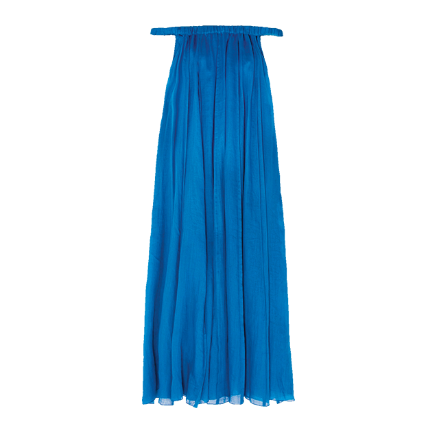 명한 코발트 블루 컬러가 선사하는 에너지가 좋다. 서머 드레스는 Petar Petrov