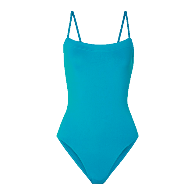 요즘은 단순한 디자인의 원피스 수영복이 예뻐 보인다. 하늘색 스윔수트는 Eres 