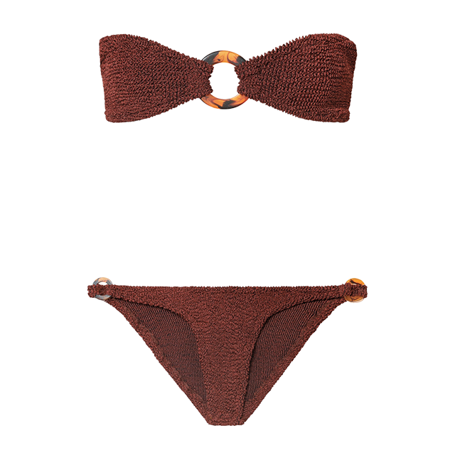 아프리칸 무드의 테리 소재 비키니는 Hunza G 
