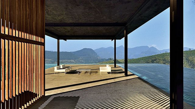 사방이 뚫려 있는 산타니 리조트의 아름다운 테라스.