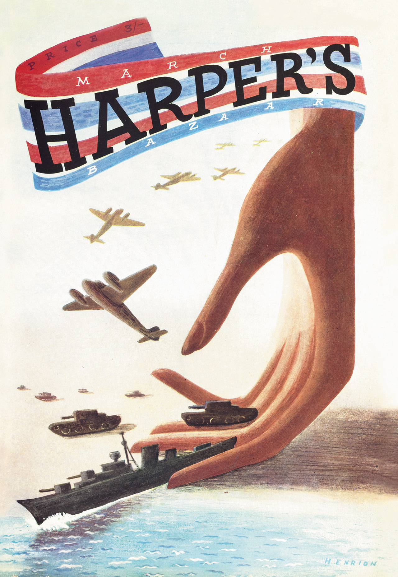 1940년대 제2차 세계대전이 한창이던 시기에 발간된 <바자> 커버