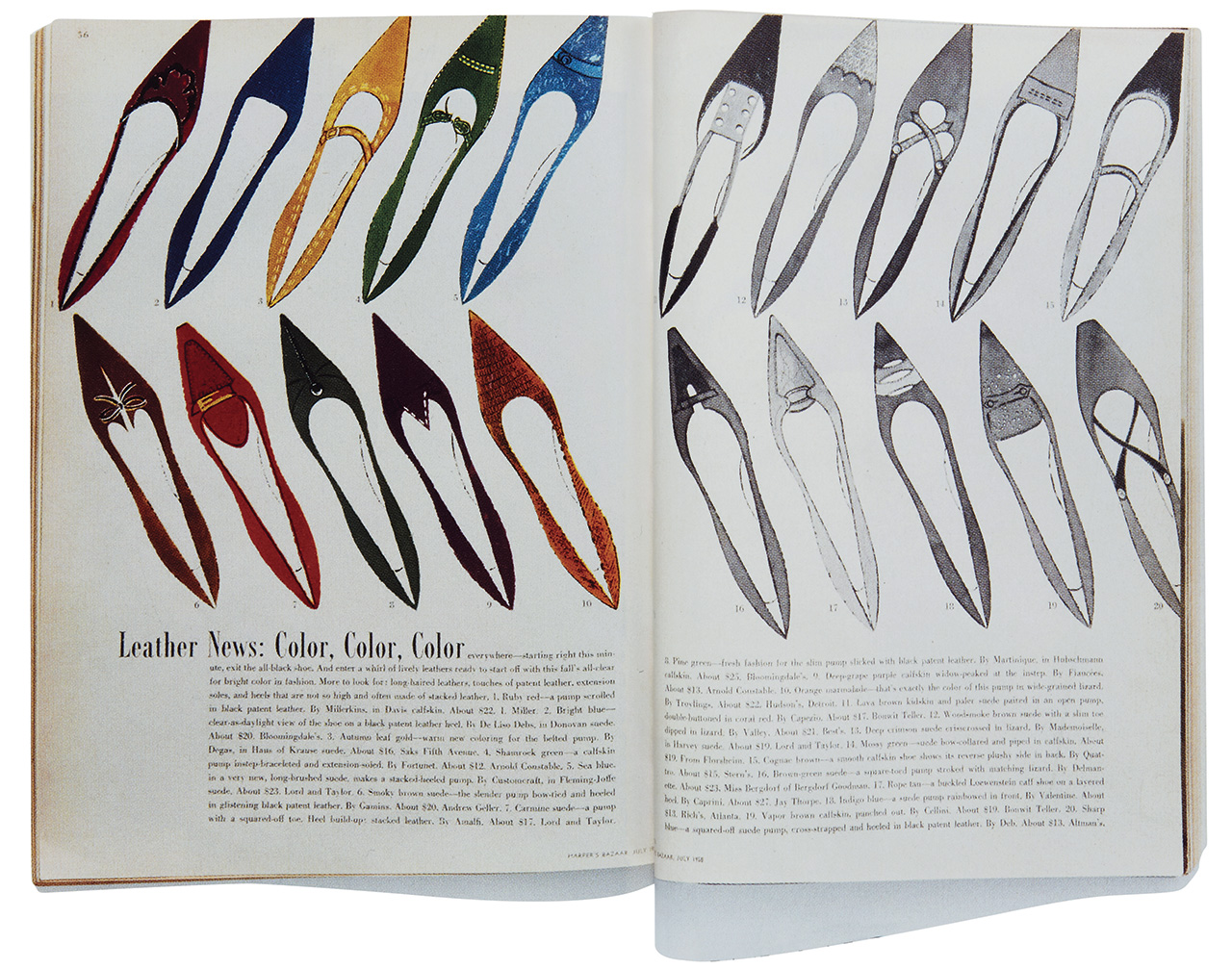 1958년에 <바자>에 실린 앤디 워홀의 일러스트레이션