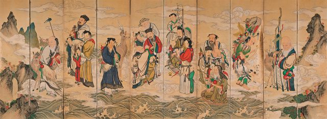 작자 미상, ‘해상군선도’, 비단에 채색, 418.5×153.2cm