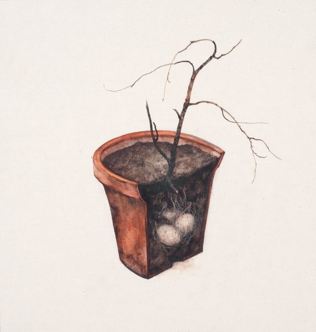‘지난 여름’, 2015, 리넨에 채색, 35×35cm