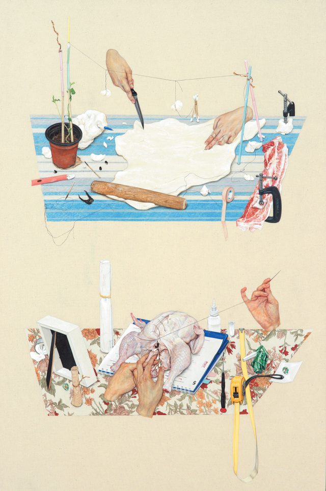 ‘내가 본 것’, 2017, 리넨에 채색, 120×80.5cm