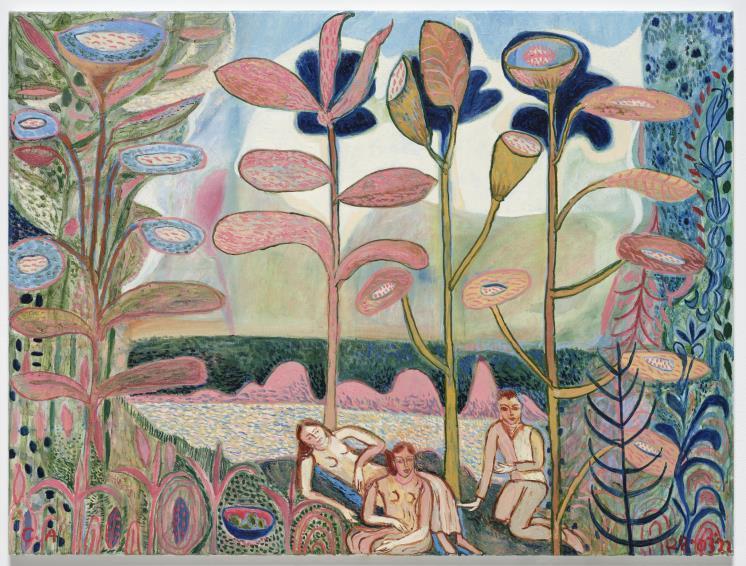 Catherine Anholt, Figures in a Landscape 2, 2022, Oil on linen, 75 x 100 cm