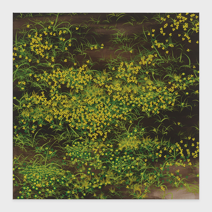 Calvin Marcus, <Untitled Grass Painting>, 2022, Oil and emulsified gesso on linen/canvas blend, 60x60x1 1/8inches(152.4x152.4x2.9cm). Copyright The Artist. Courtesy of the Artist and David Kordansky Gallery