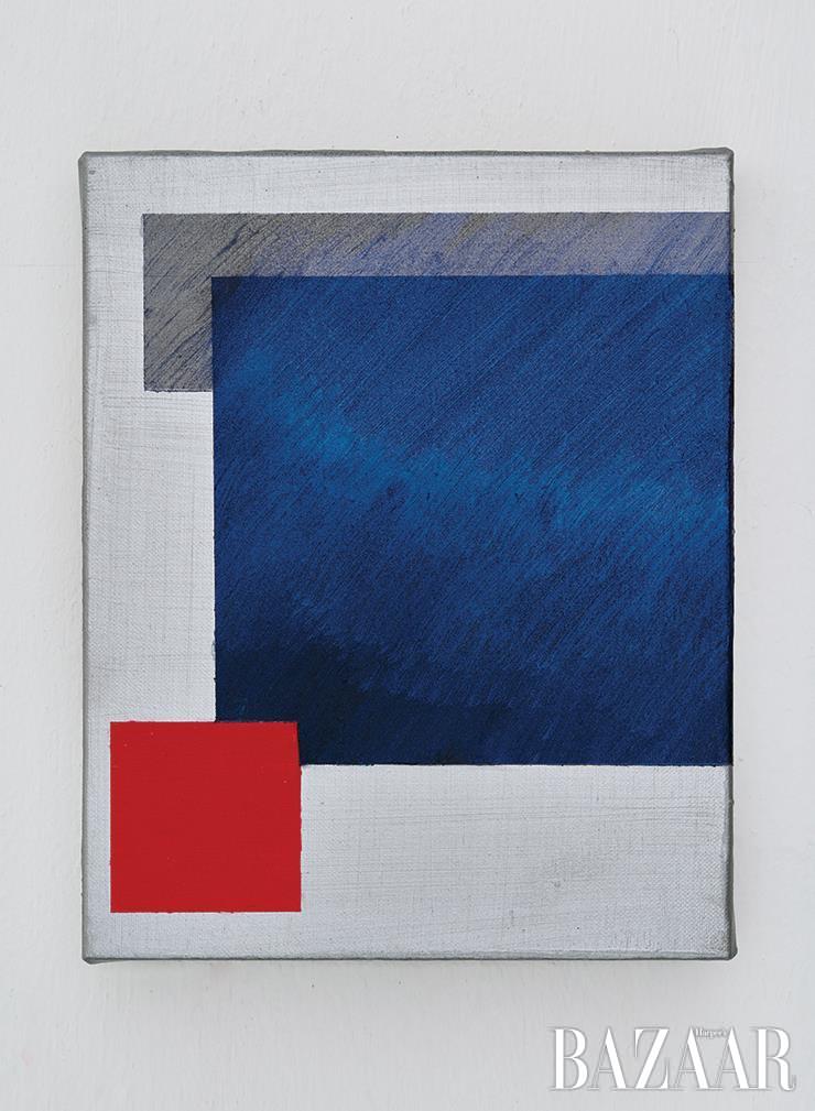 <A Square>, 25.5x20.5cm, Vinyl paint, oil, wax and MIRAVAL® on canvas, 2023.