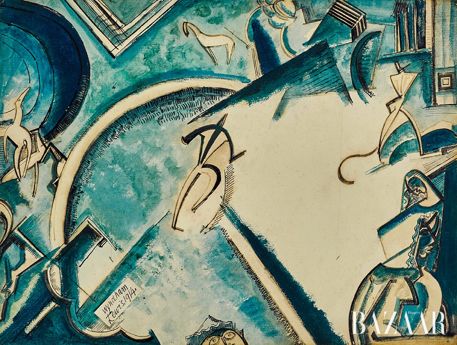 퍼시 윈덤 루이스(Percy Wyndham Lewis), ‘Circus Scene’, Pen and Ink, Watercolour and Gouache, 23.5 by 31.5cm, 1913-1914 