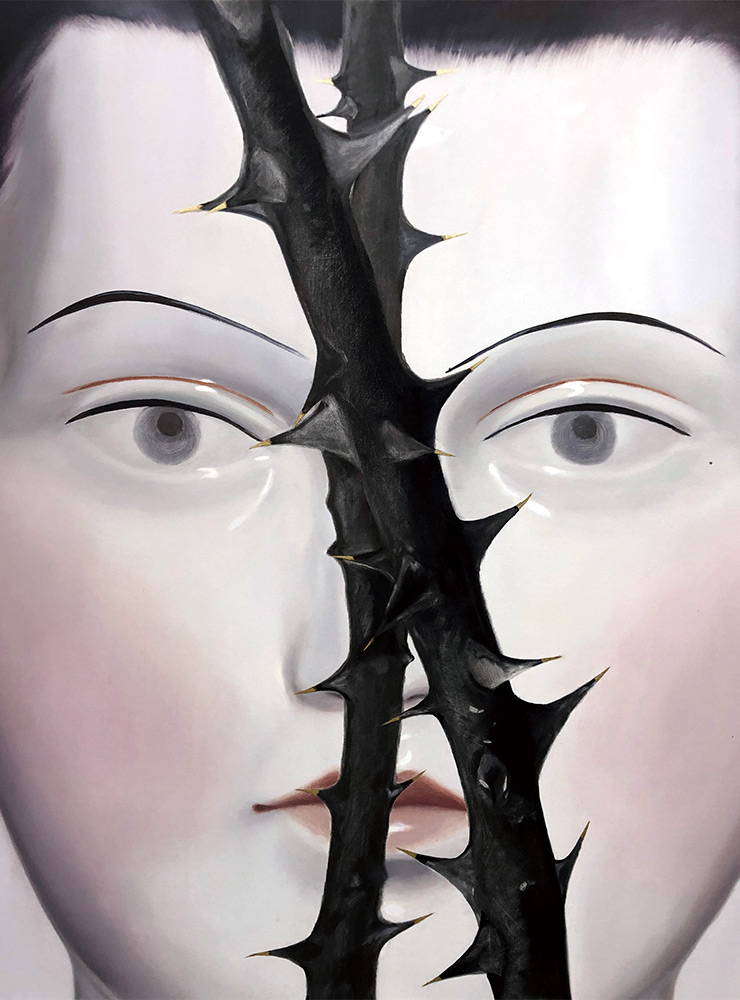 <뾰족한 것들의 방해 1>, 2020, Oil on canvas, 90.9x72.7cm.