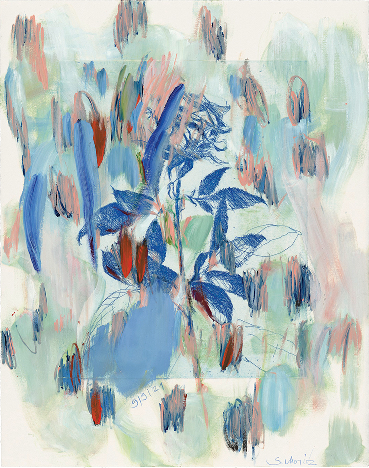 <Rose 9/9/21>, 2021, Oil on etching, 47.5x37.5cm.